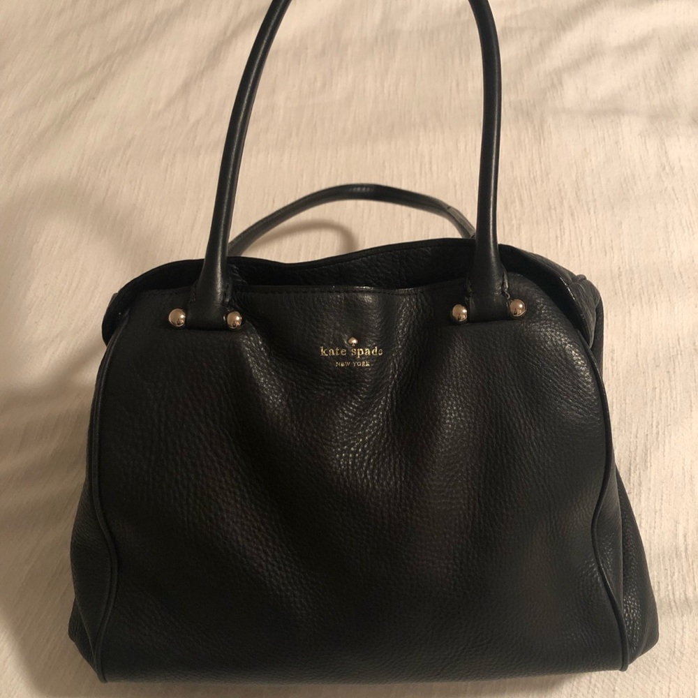 Black pebble leather shoulder bag